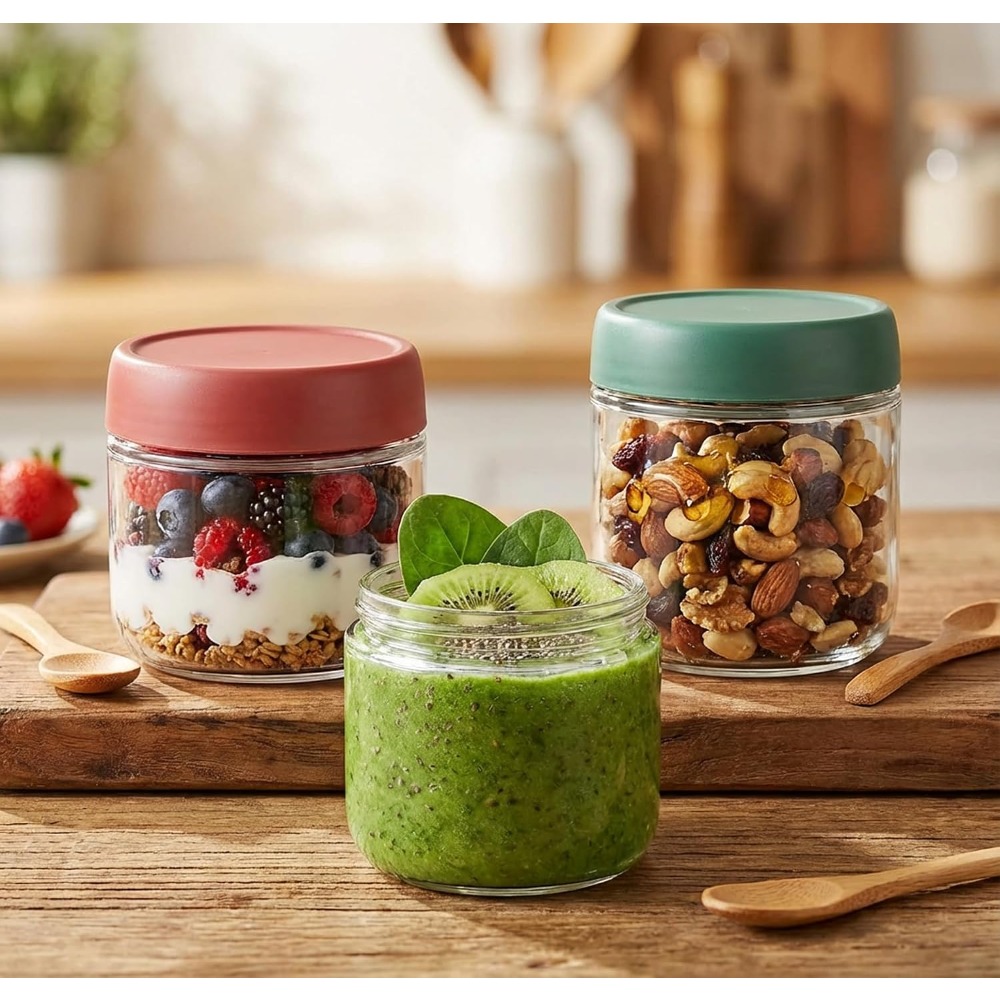 Meal Prep Glass Containers With Lids - 3 Pack 10oz Glass Jars with