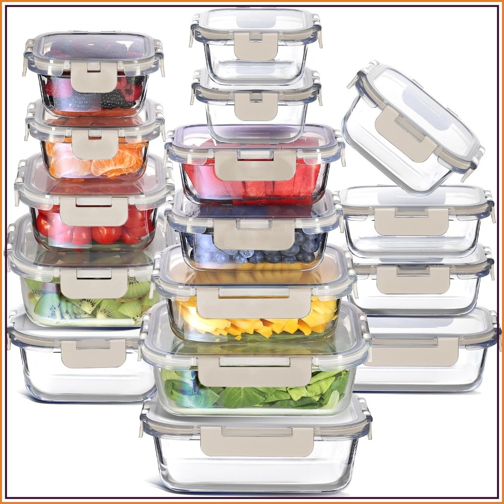 Meal Prep Glass Containers With Lids - 32pc Glass Food Storage Containers with