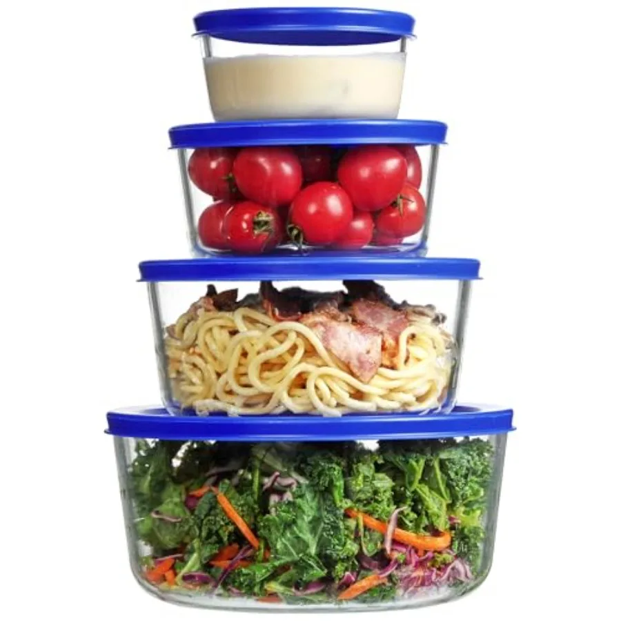 Meal Prep Glass Containers With Lids - 4 Pack Glass Bowls with Lids