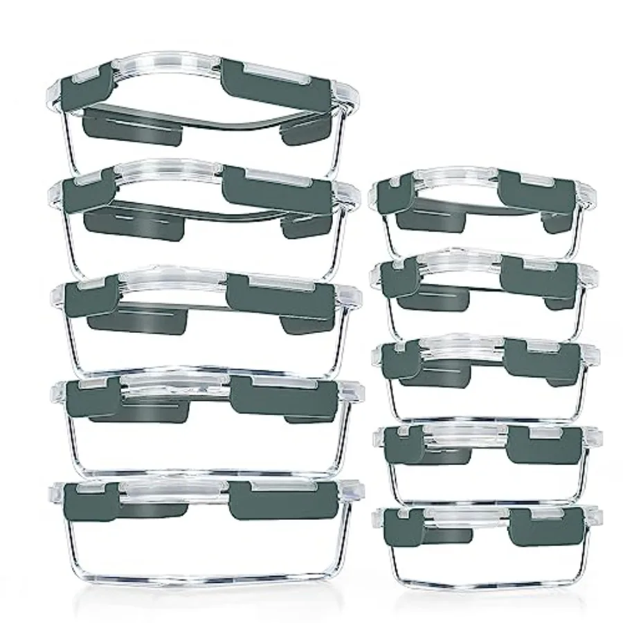 Meal Prep Glass Containers With Lids - 10 Pack Glass Meal Prep Containers,