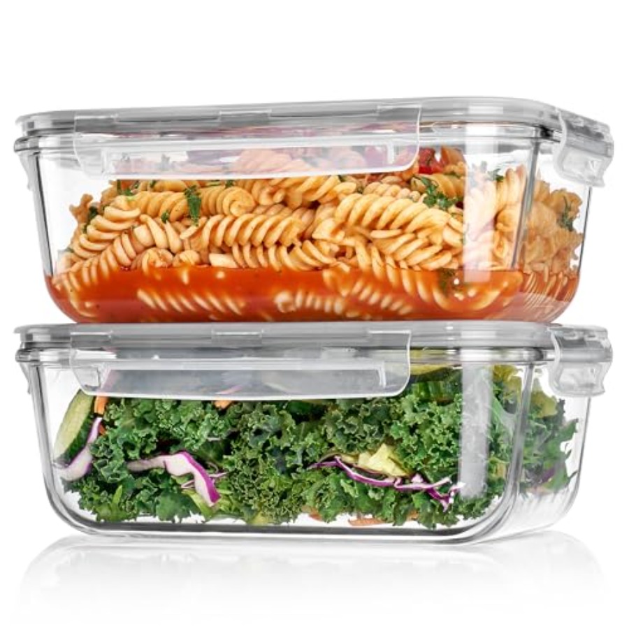 Meal Prep Glass Containers With Lids - 2Pack 1860ml/63oz Large Glass Storage Containers