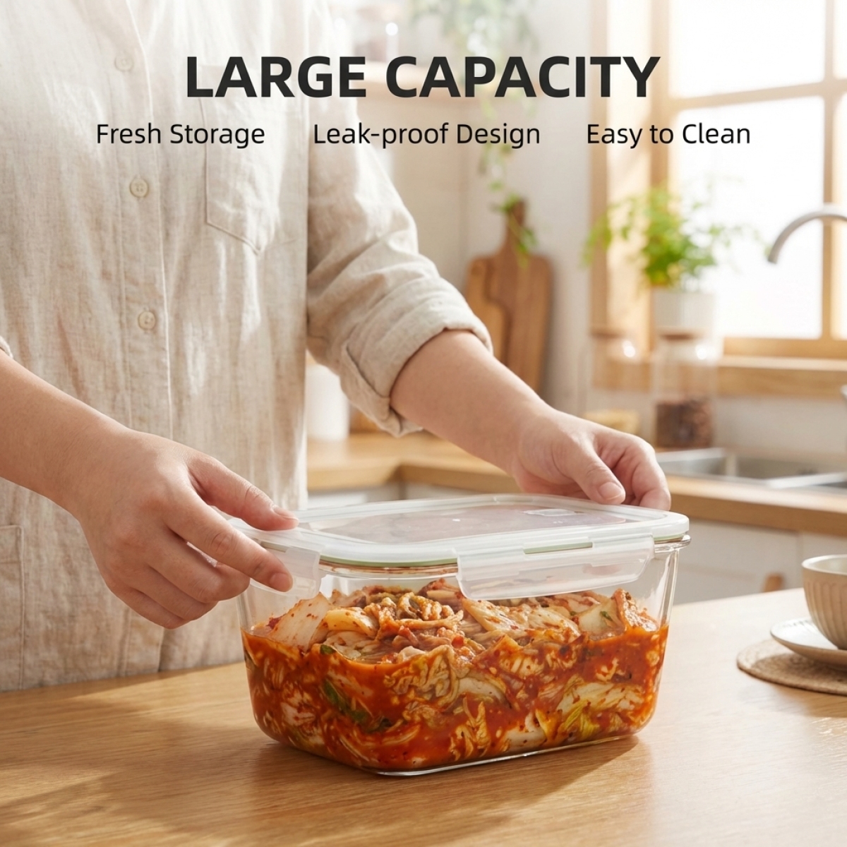 Meal Prep Glass Containers With Lids - White Lid High Borosilicate Glass Crisper