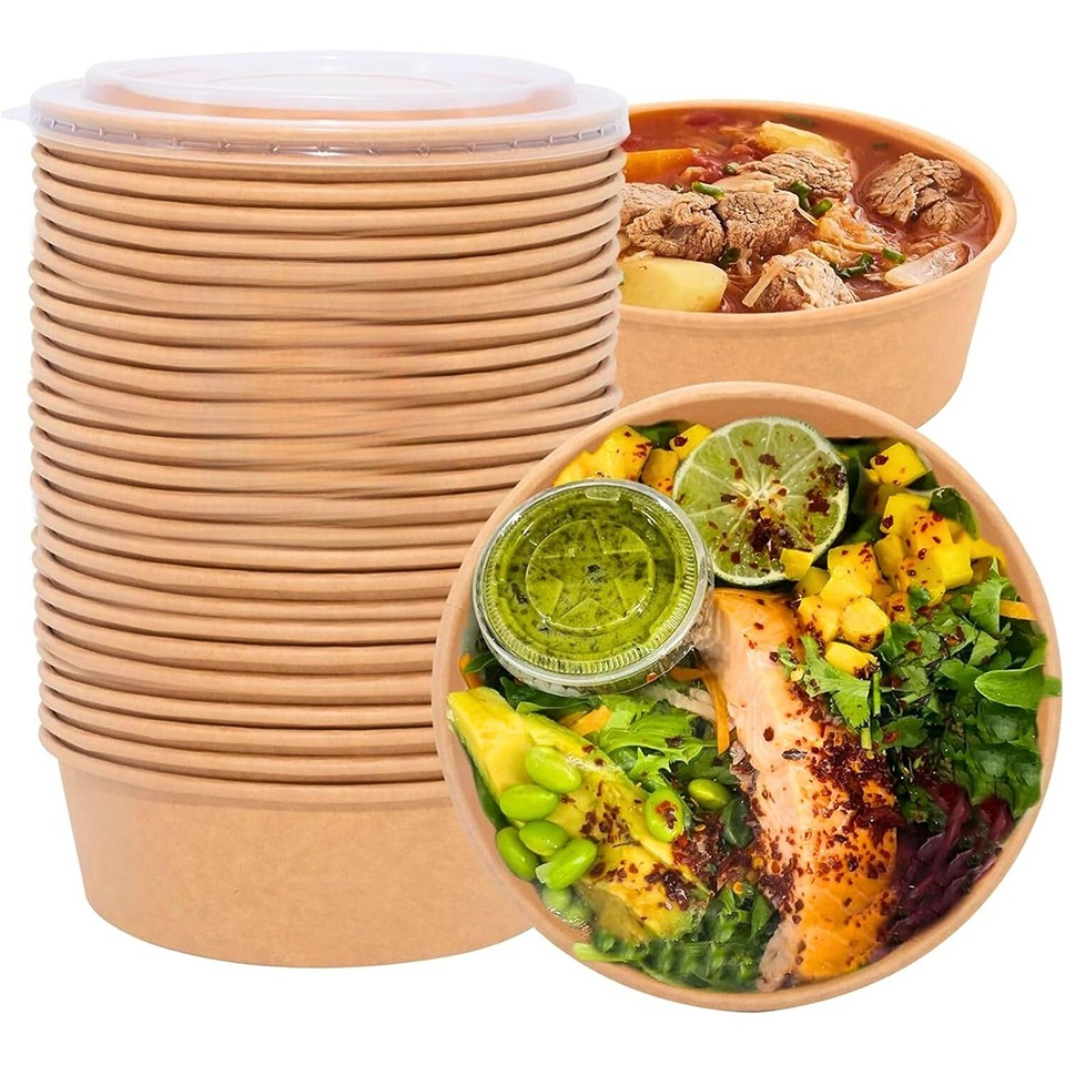 Meal Prep For A Day - 10/20PCS Disposable Kraft Paper Bowls Round