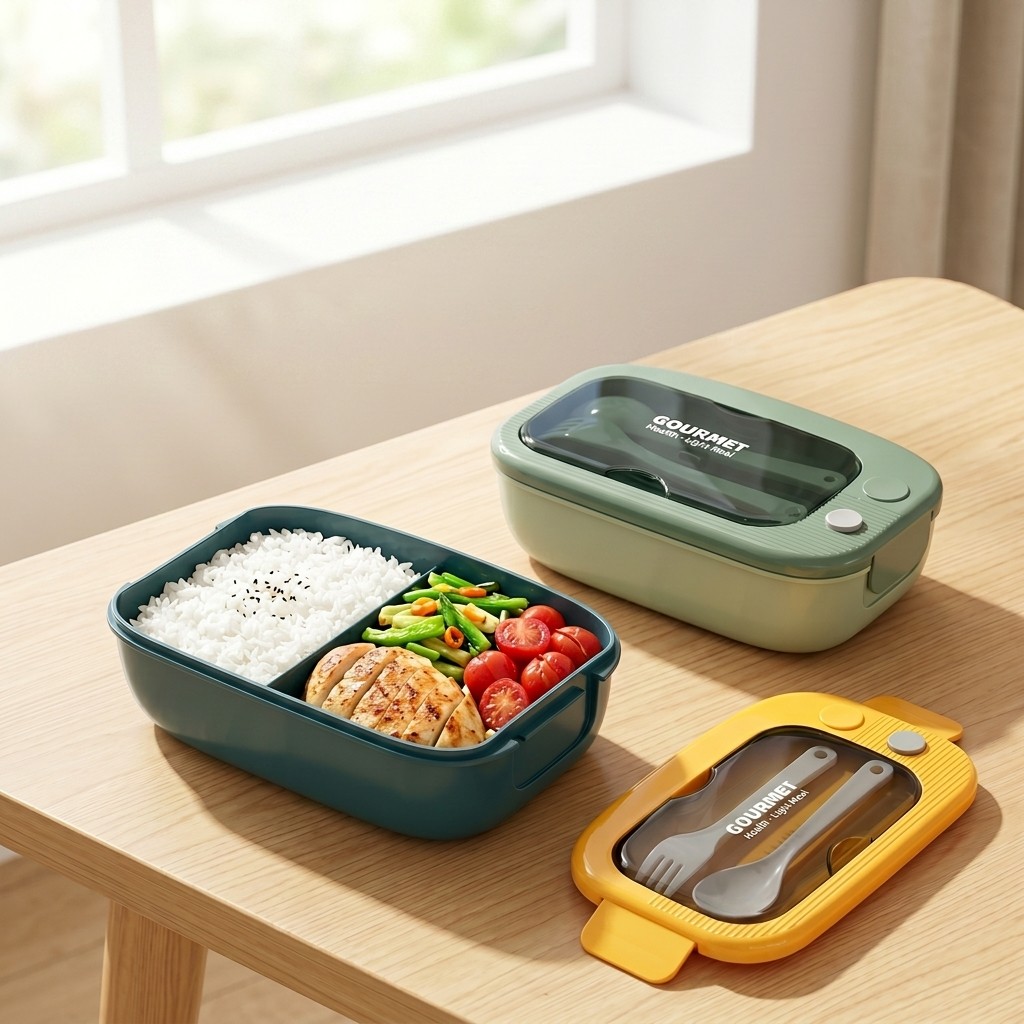 Meal Prep Box - Microwavable Plastic Bento Box 2 Compartment