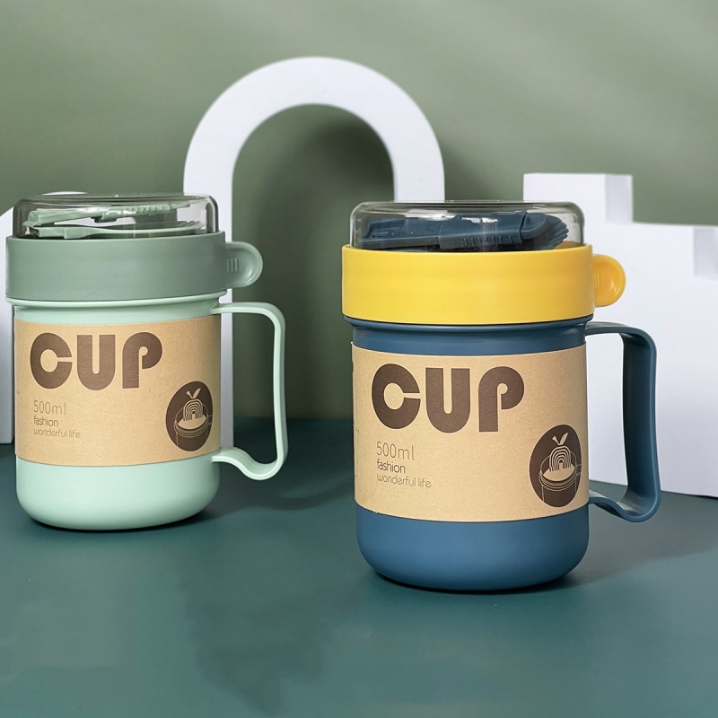 Meal Preparation - 500ML Portable Breakfast Cup Oatmeal Cup