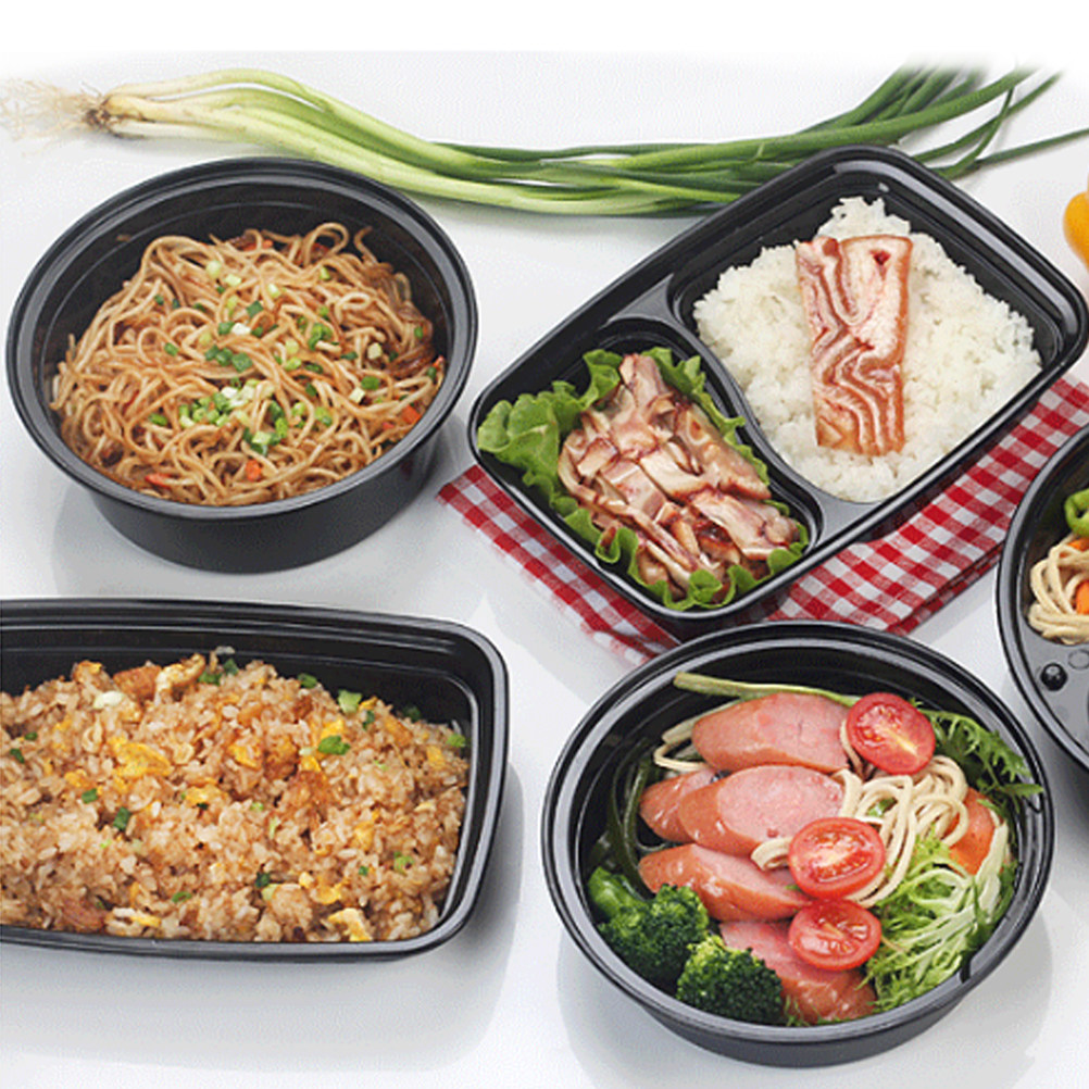 Meal Prep For A Day - 10Pcs Black Round Microwaveable Disposable Plastic