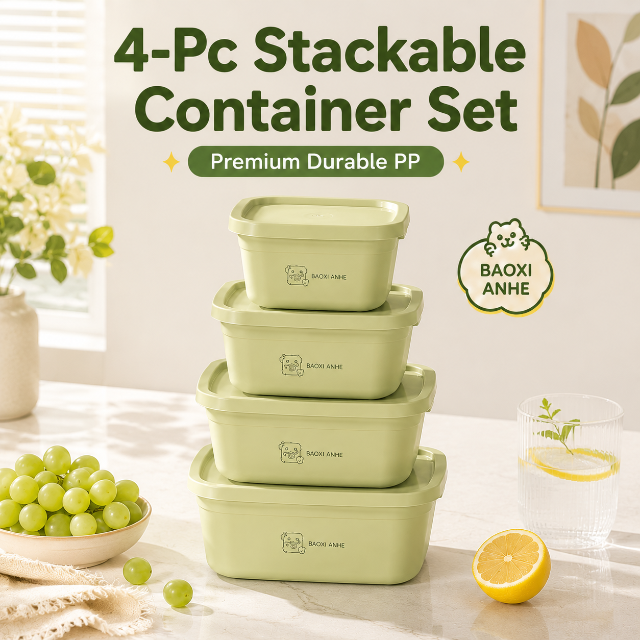 Meal Prep Box - 4Pcs Stackable Food Storage Containers with
