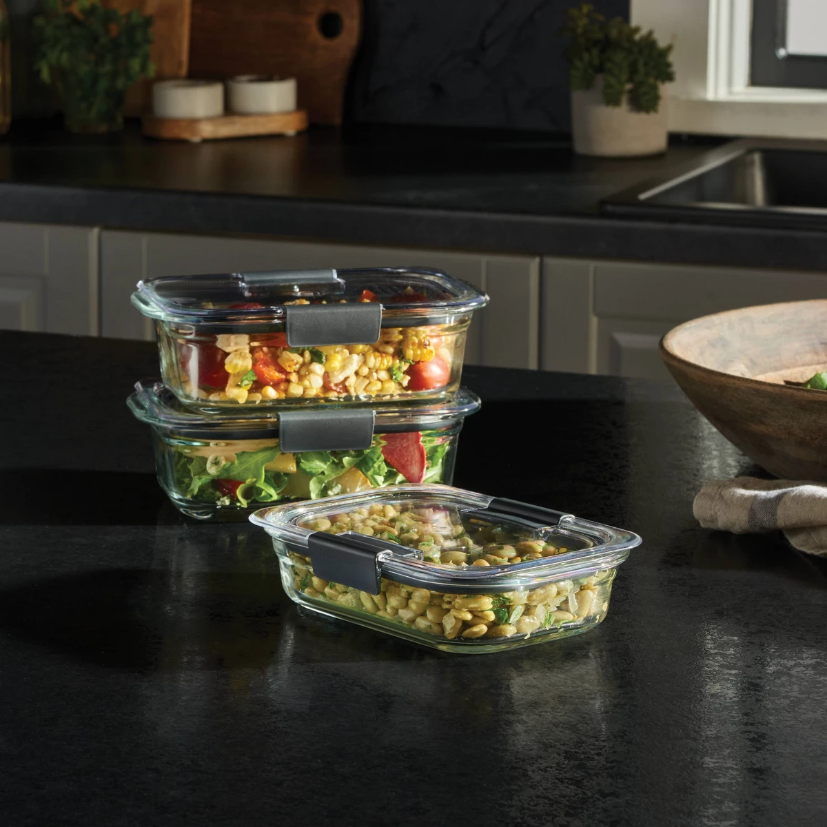 Meal Prep Glass Containers With Lids - Rubbermaid 6pc (set of 3) Brilliance