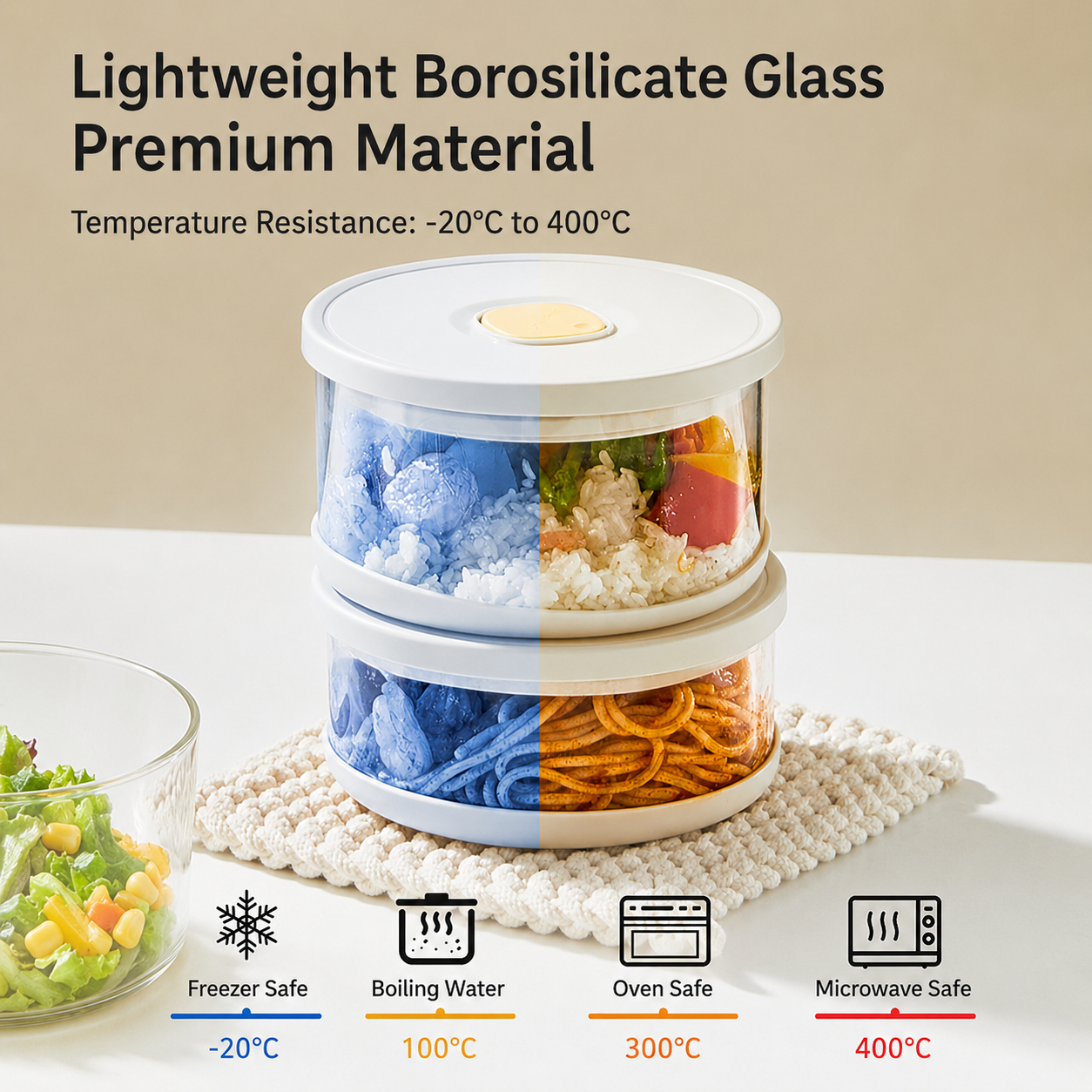 Glass Food Storage Container A - Meal Prep Frozen Food incelemesi ve fiyatı