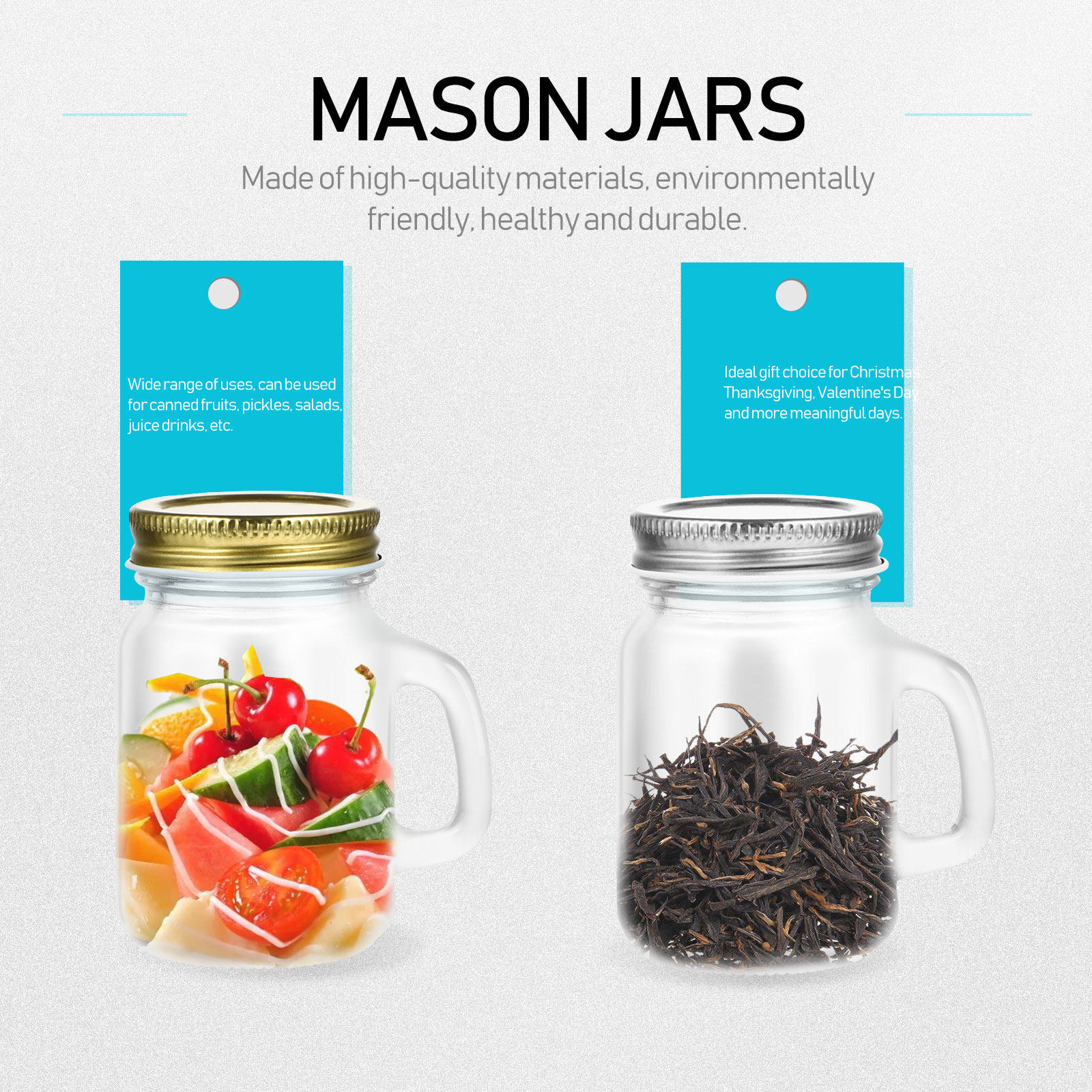 6Pcs Airtight Glass Mason Jars - Meal Prep For A Day incelemesi ve fiyatı