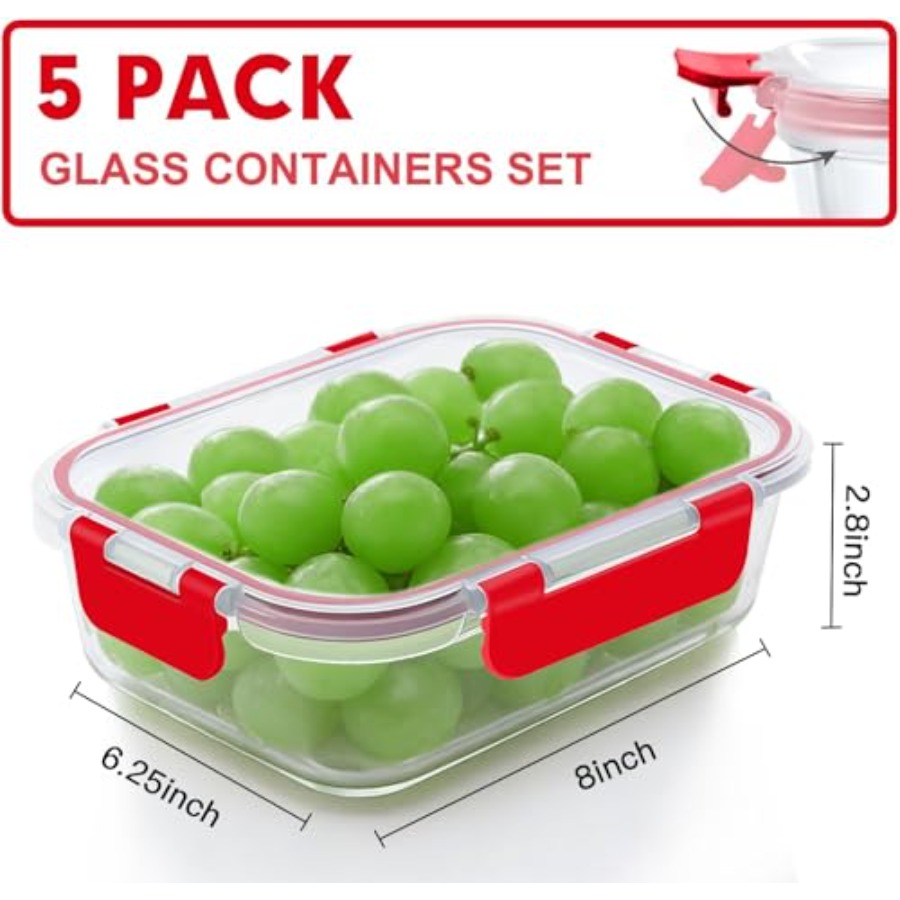 5 Pack 36 OZ Glass Meal Prep C - Meal Prep Glass Containers With Lids incelemesi ve fiyatı
