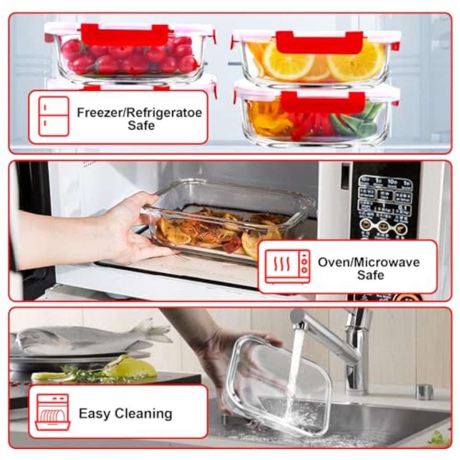 5 Pack 36 OZ Glass Meal Prep C - Meal Prep Glass Containers With Lids incelemesi ve fiyatı
