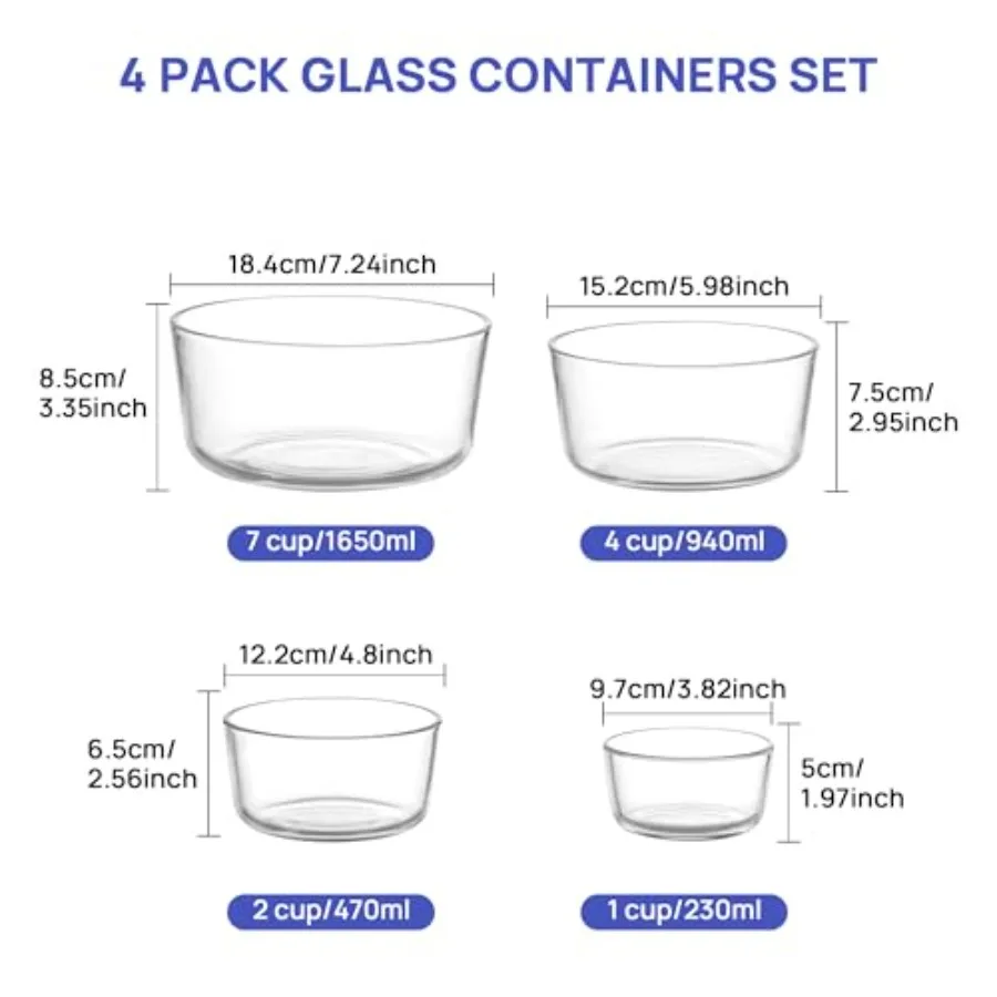 4 Pack Glass Bowls with Lids 1 - Meal Prep Glass Containers With Lids incelemesi ve fiyatı