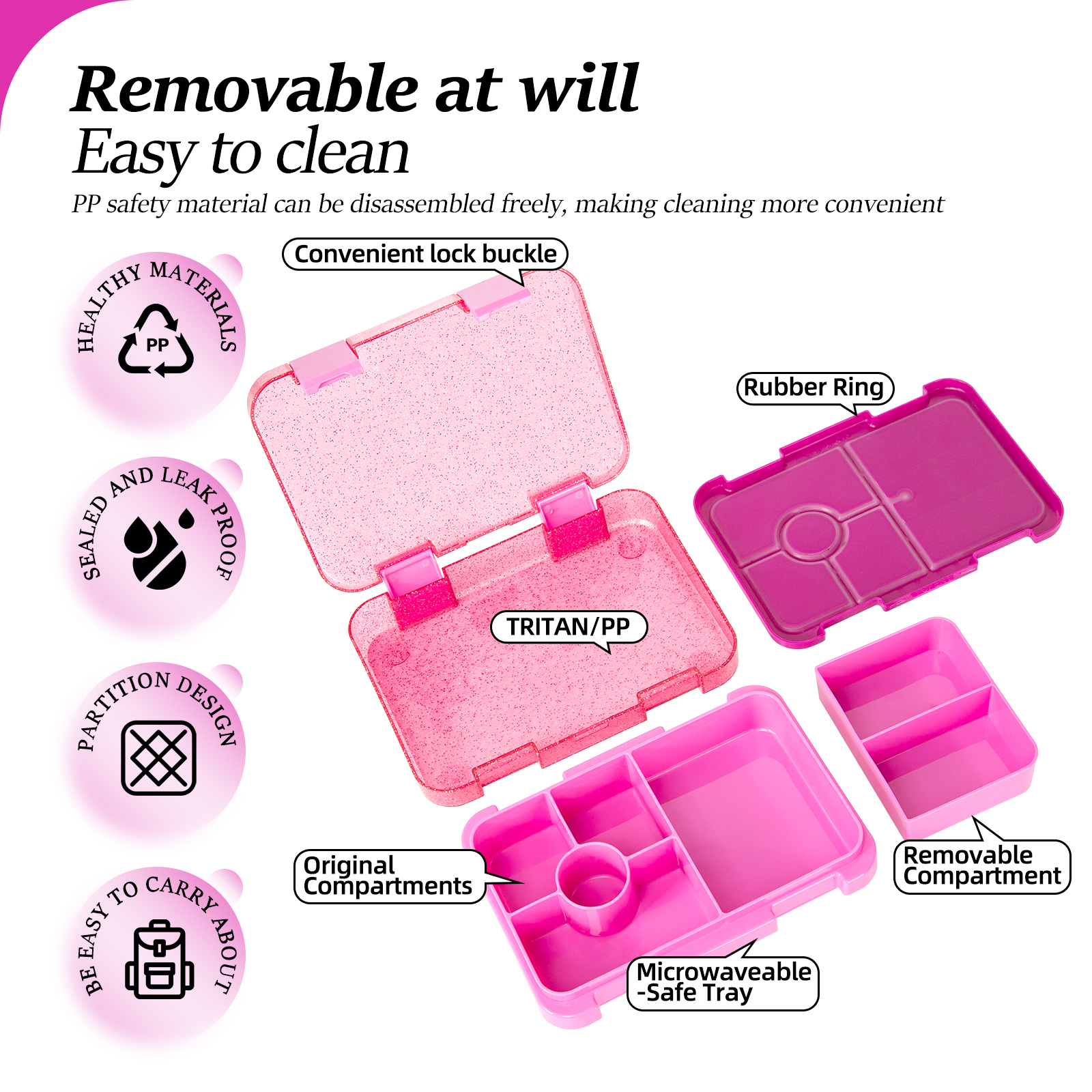 Glitter Style Kids Bento Lunch - Meal Prep Box incelemesi ve fiyatı