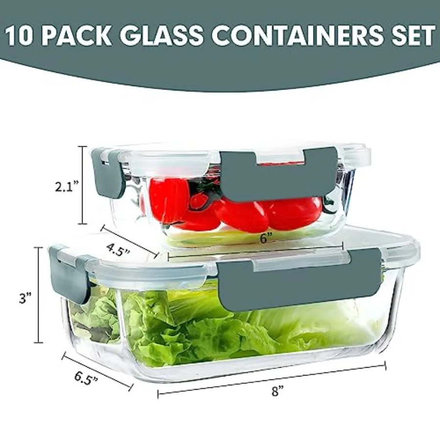 10 Pack Glass Meal Prep Contai - Meal Prep Glass Containers With Lids incelemesi ve fiyatı