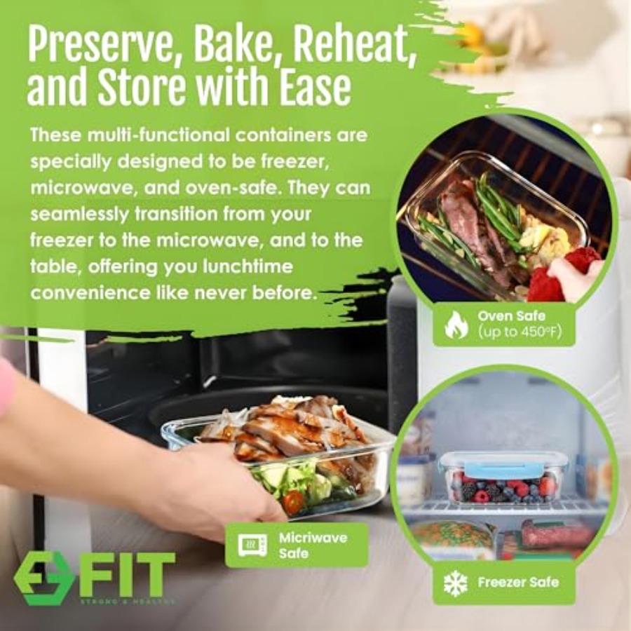 Glass Meal Prep Containers, 2  - Meal Prep Glass Containers With Lids incelemesi ve fiyatı