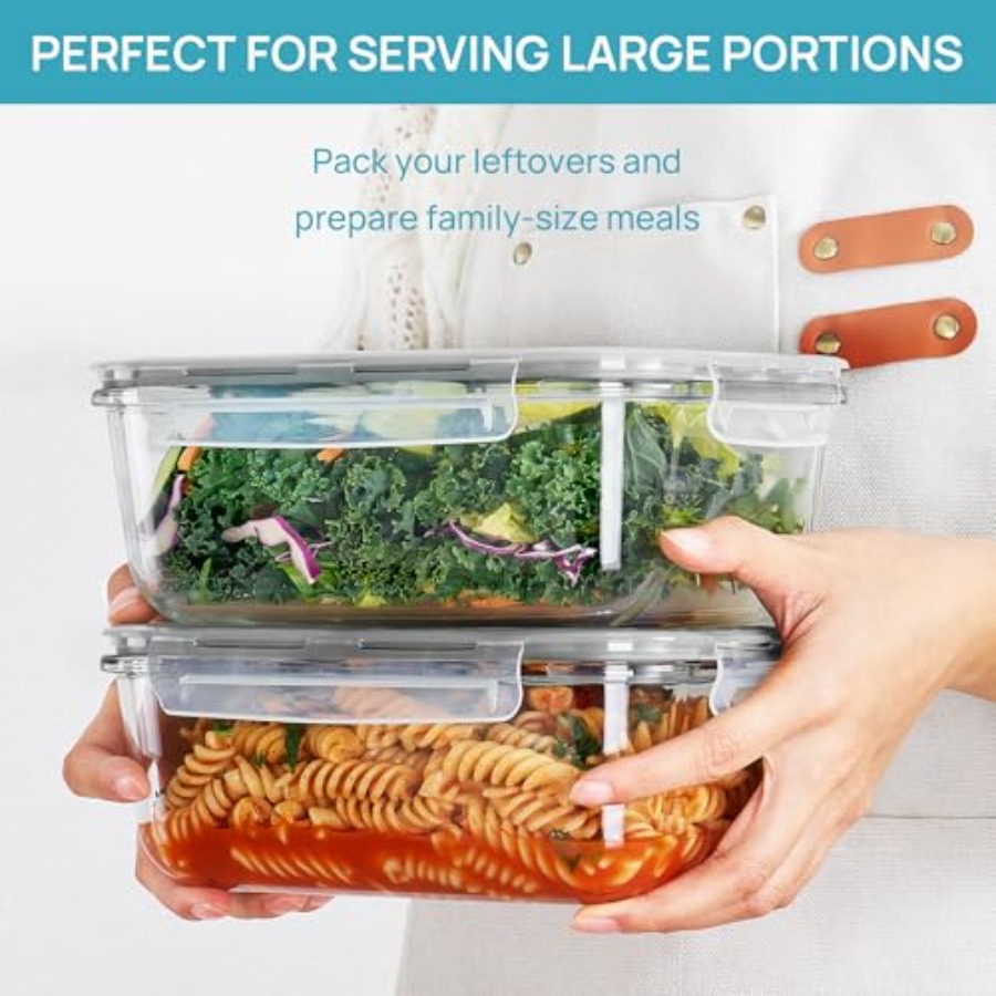 2Pack 1860ml/63oz Large Glass  - Meal Prep Glass Containers With Lids incelemesi ve fiyatı