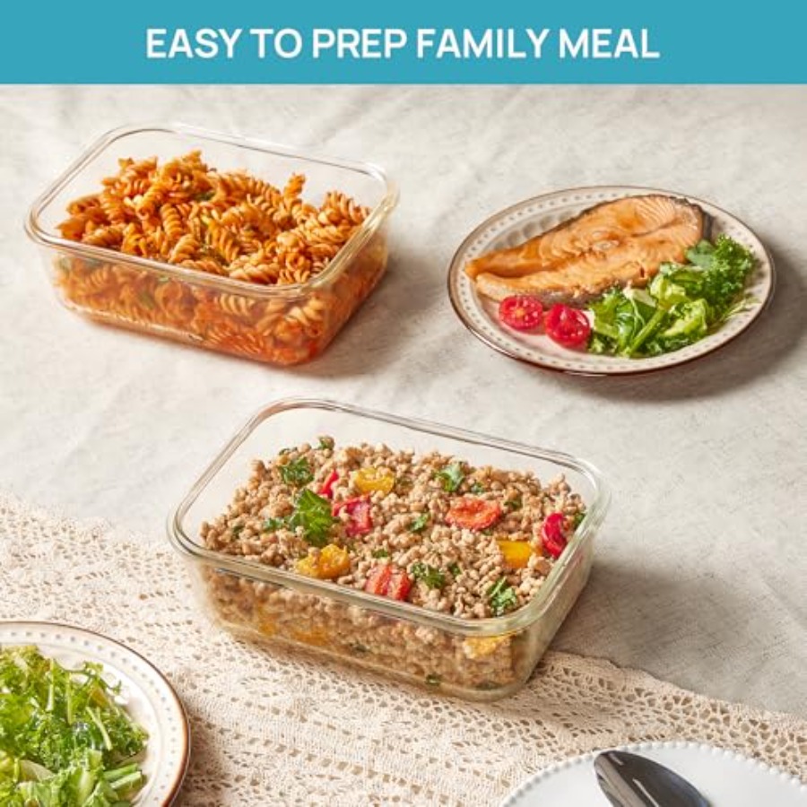 2Pack 1860ml/63oz Large Glass  - Meal Prep Glass Containers With Lids incelemesi ve fiyatı