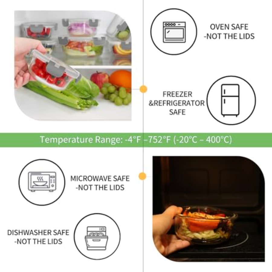Glass Food Storage Containers  - Meal Prep Glass Containers With Lids incelemesi ve fiyatı