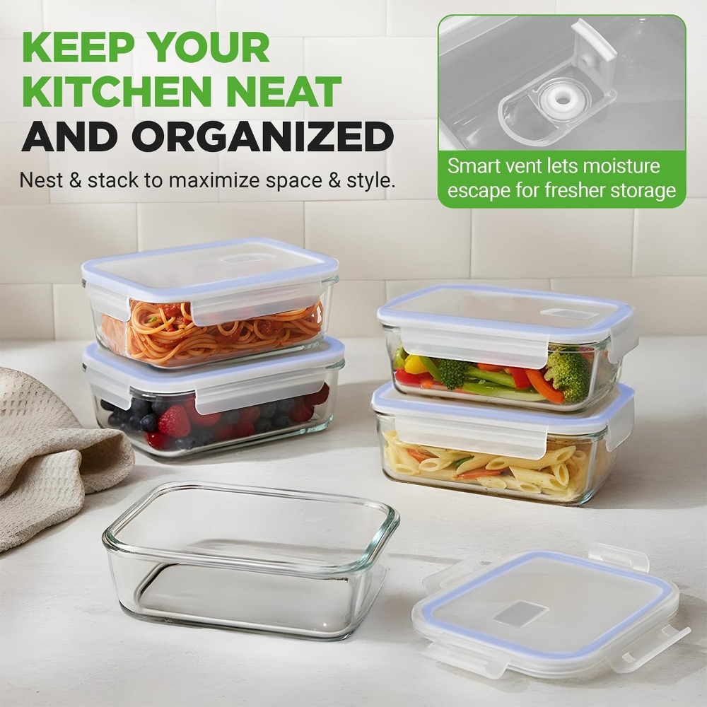 10-Piece Glass Food Storage Co - Meal Prep Glass Containers With Lids incelemesi ve fiyatı