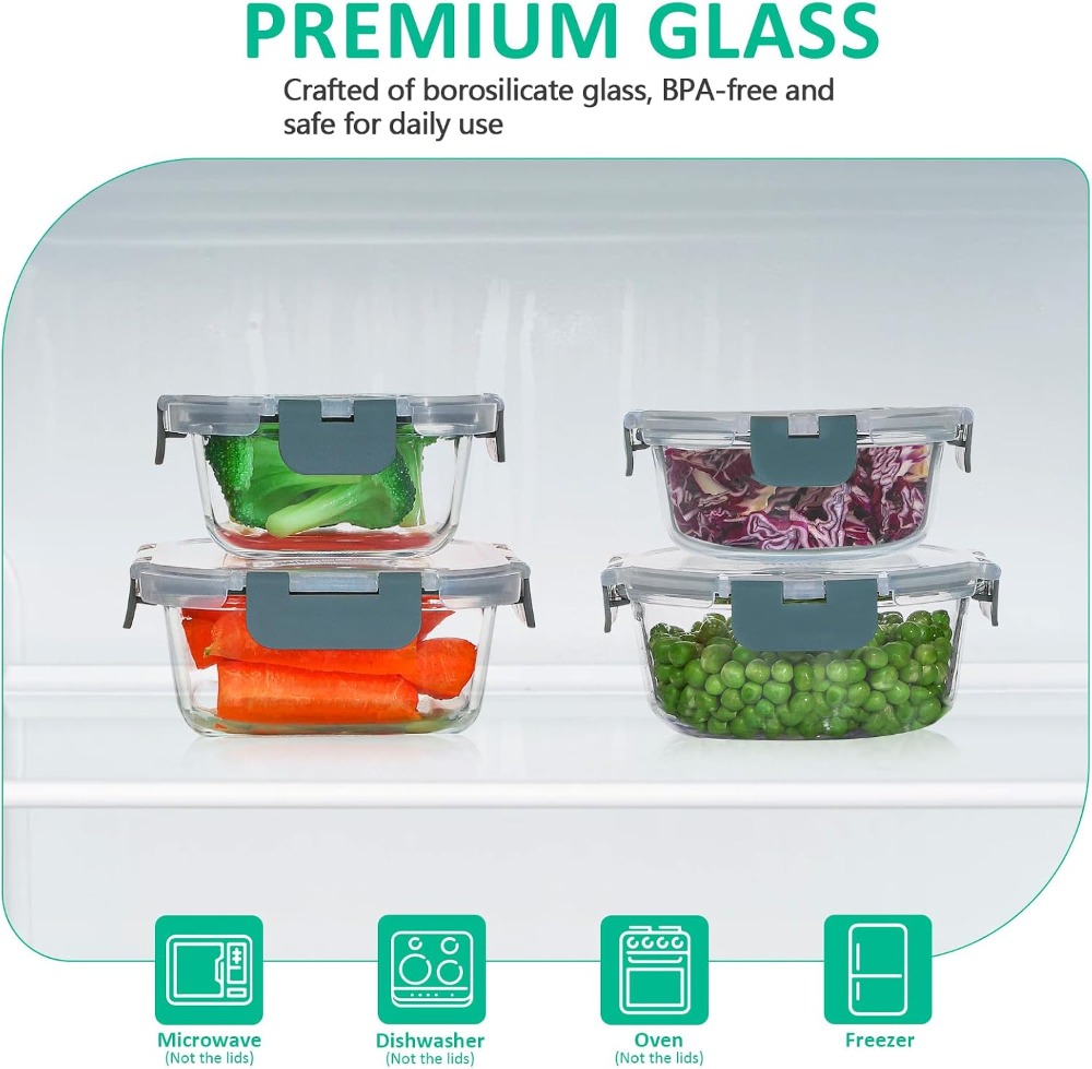 24-Piece Glass Food Storage Co - Meal Prep Glass Containers With Lids incelemesi ve fiyatı