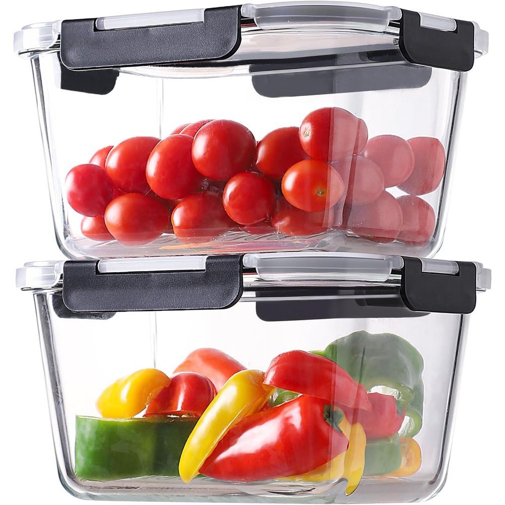 4-Piece 63oz Glass Food Storag - Meal Prep Glass Containers With Lids incelemesi ve fiyatı