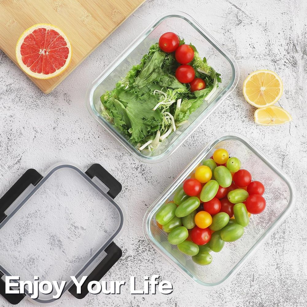 4-Piece 63oz Glass Food Storag - Meal Prep Glass Containers With Lids incelemesi ve fiyatı