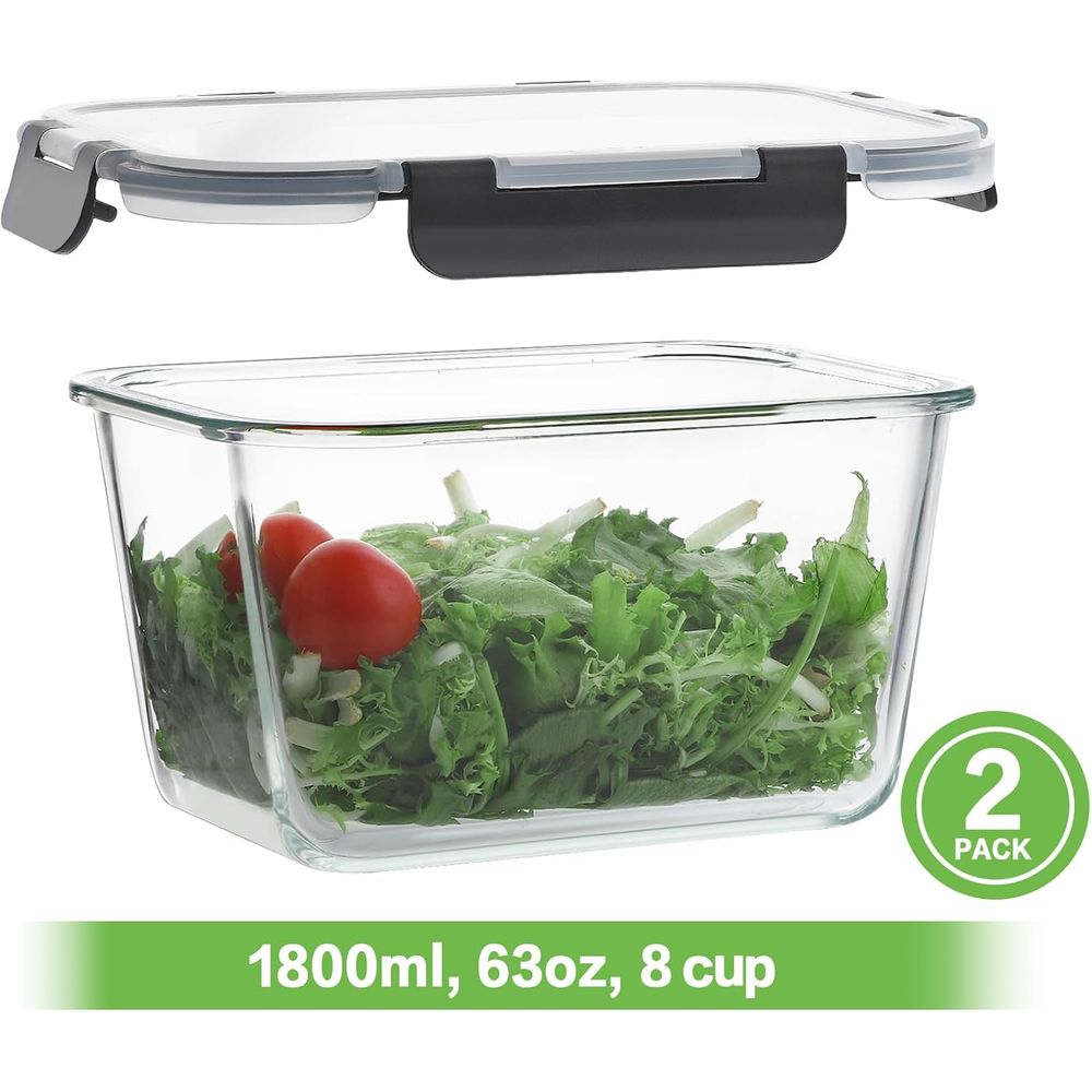 4-Piece 63oz Glass Food Storag - Meal Prep Glass Containers With Lids incelemesi ve fiyatı